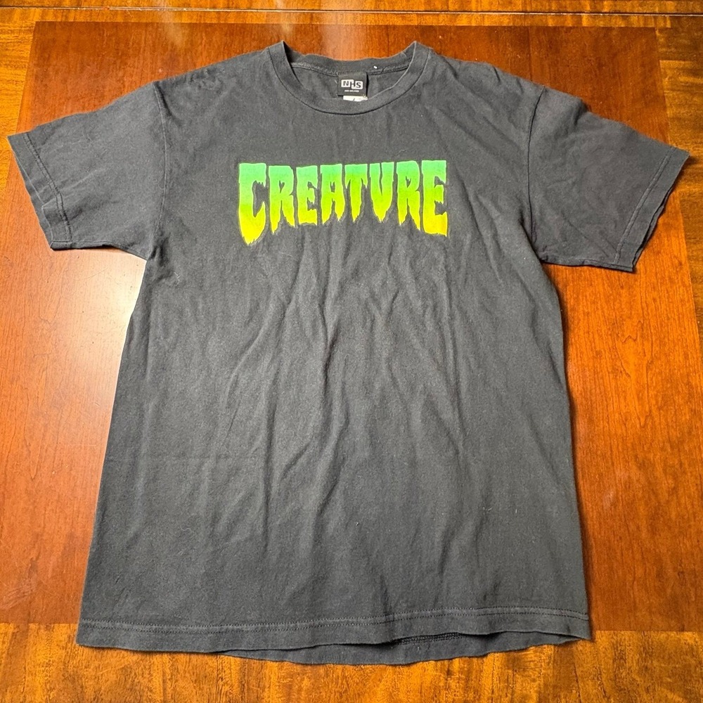 Creature Skateboards Logo Black T-Shirt NHS Made in Mexico Large